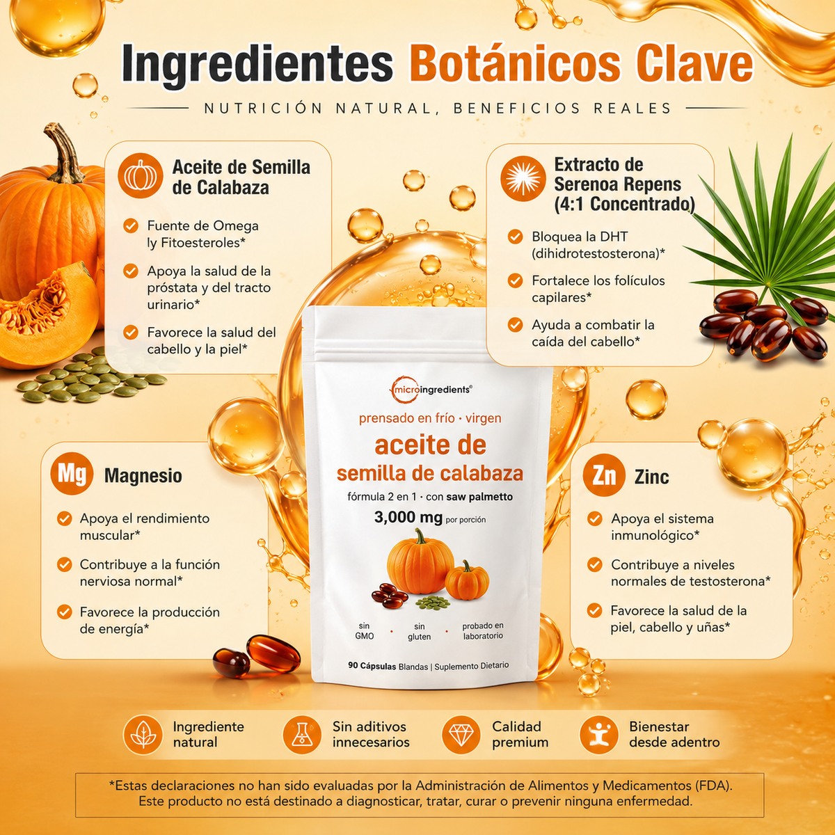 Pumpkin Seed Oil | Cuidado Capilar para Mujeres y Hombres + Bienestar Prostático Masculino