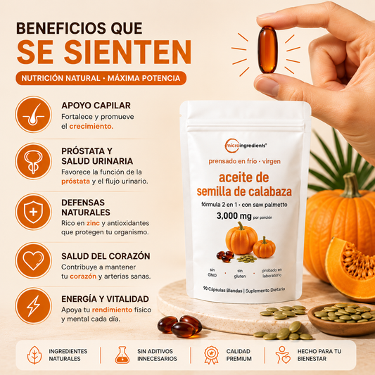 Pumpkin Seed Oil | Cuidado Capilar para Mujeres y Hombres + Bienestar Prostático Masculino