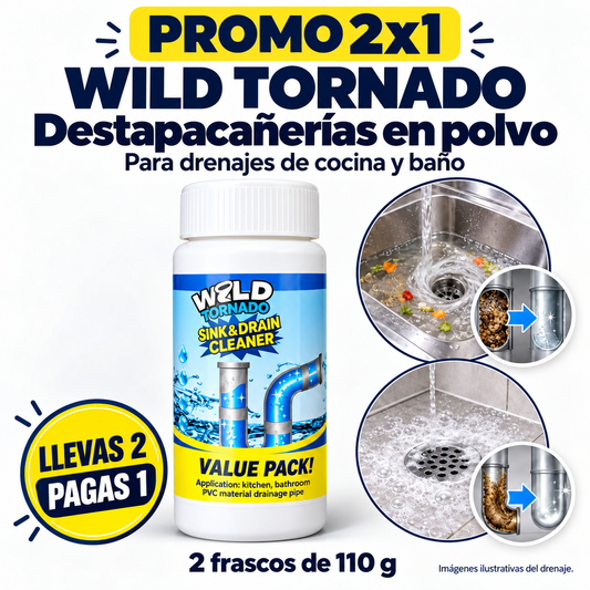 Wild Tornado Destapacañerías en Polvo — ¡Lleva 2 y paga 1!