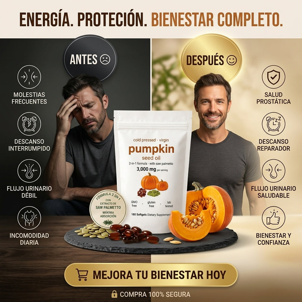 Pumpkin Seed Oil | Cuidado Capilar para Mujeres y Hombres + Bienestar Prostático Masculino